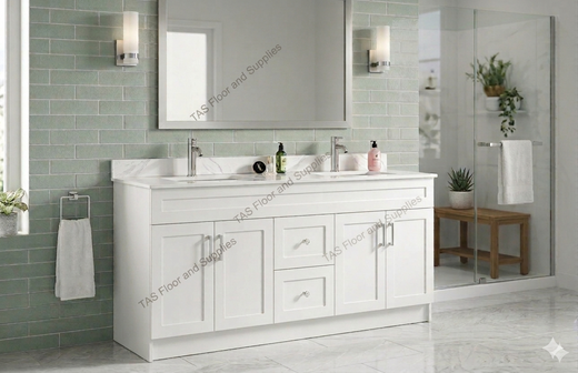 84" HDF Vanity with Quartz Top - Double Sink
