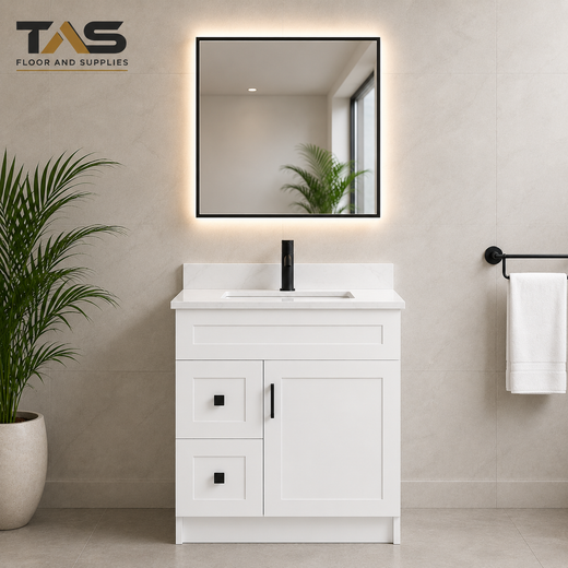 36" HDF Vanity with Quartz Top- 2 Drawers