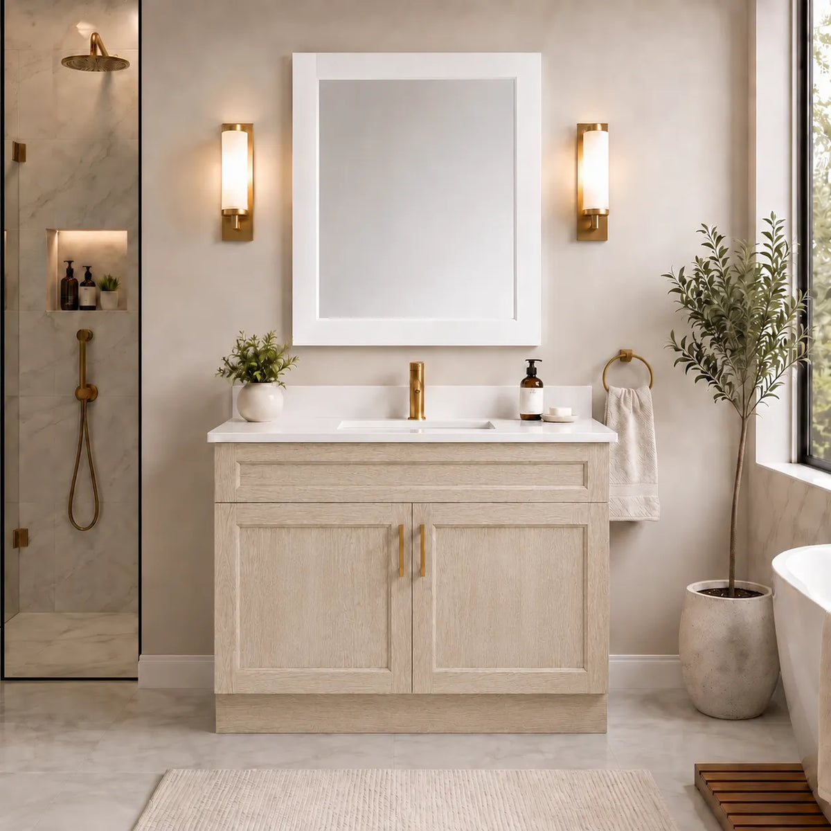 36" Solid Wood Vanity - 2 Doors