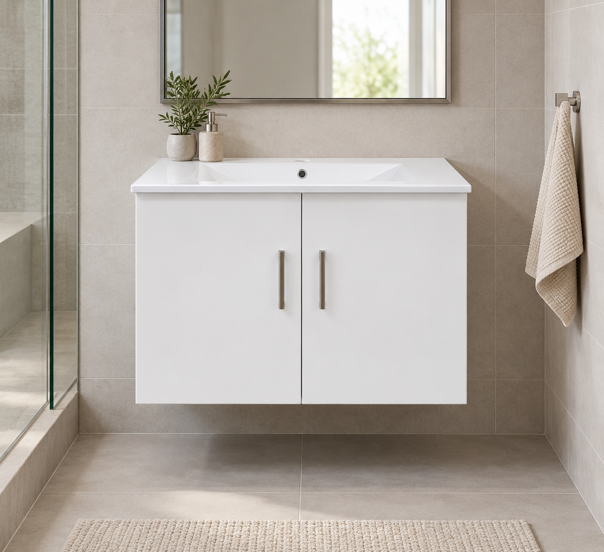 TC-2401-24W/-24G Floating Vanity - White/Grey [24"W, 34"H, 18"D]
