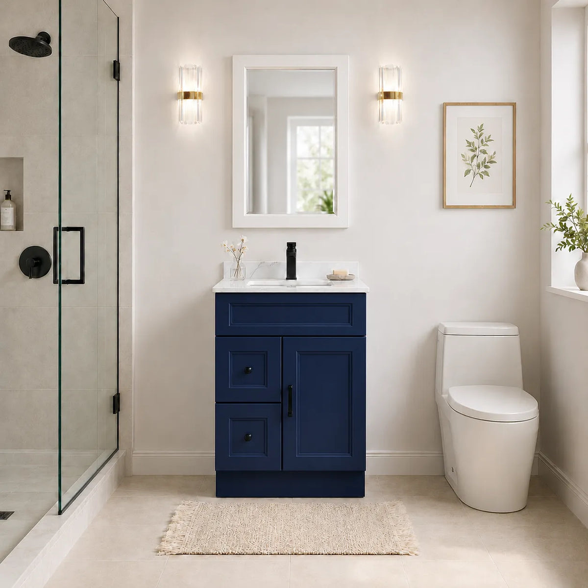 24"  Solid Wood Vanity - 2 Drawers Left