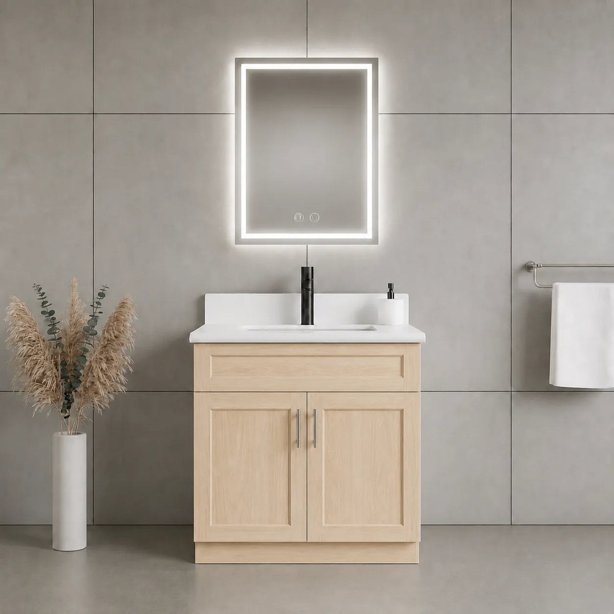 30" Solid Wood Vanity - 2 Doors