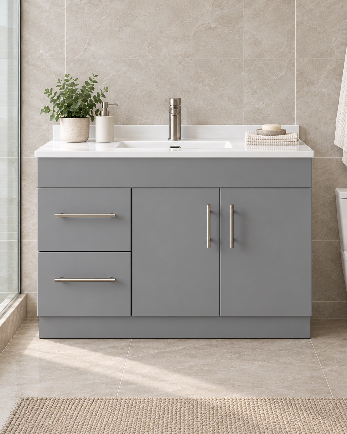TC-2401-36G Floating Vanity - White/Grey [36"W, 34"H, 18"D]