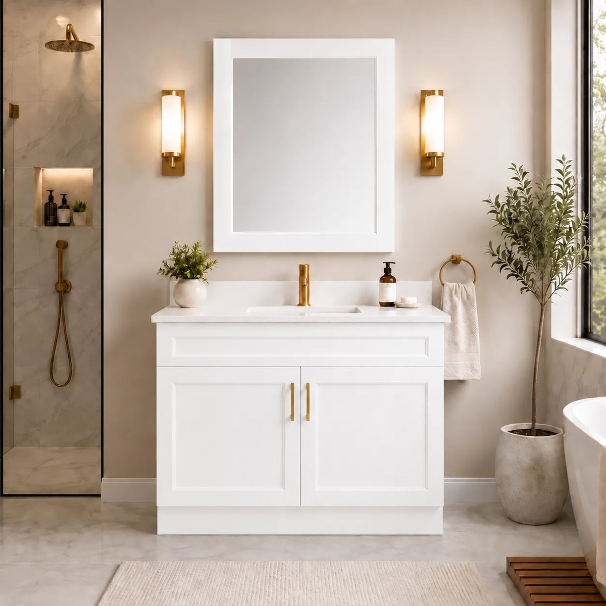 36" Solid Wood Vanity - 2 Doors