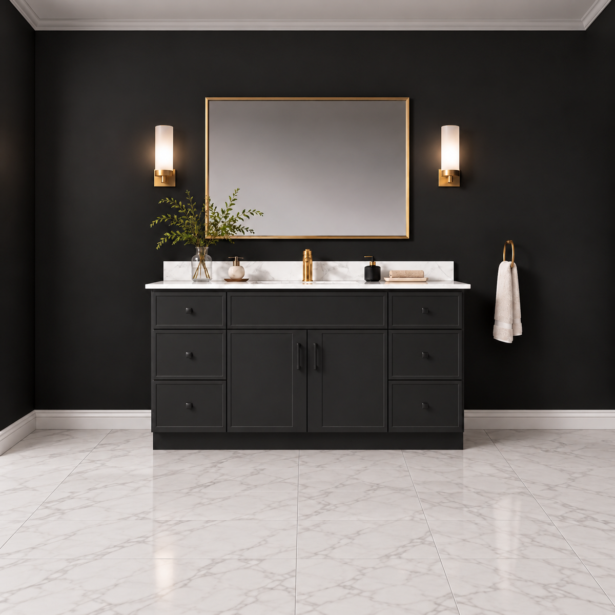 54" Solid Wood Vanity - 6 Drawers