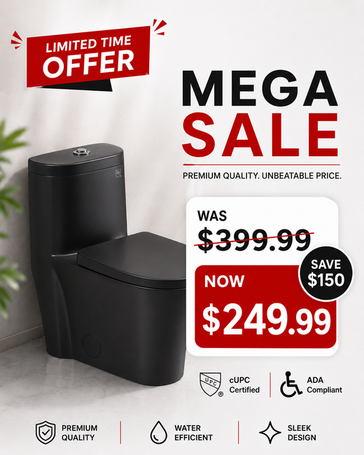 Azure Natt (Matte Black) - One Piece Toilet with Elongated Bowl