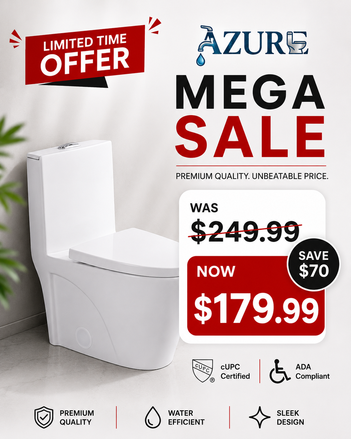 Azure Mono - One Piece Toilet with Elongated Bowl