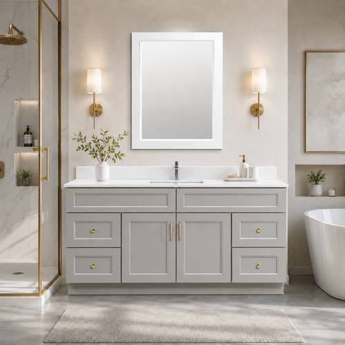 72" Solid Wood Vanity - Single Sink- 4 Drawers