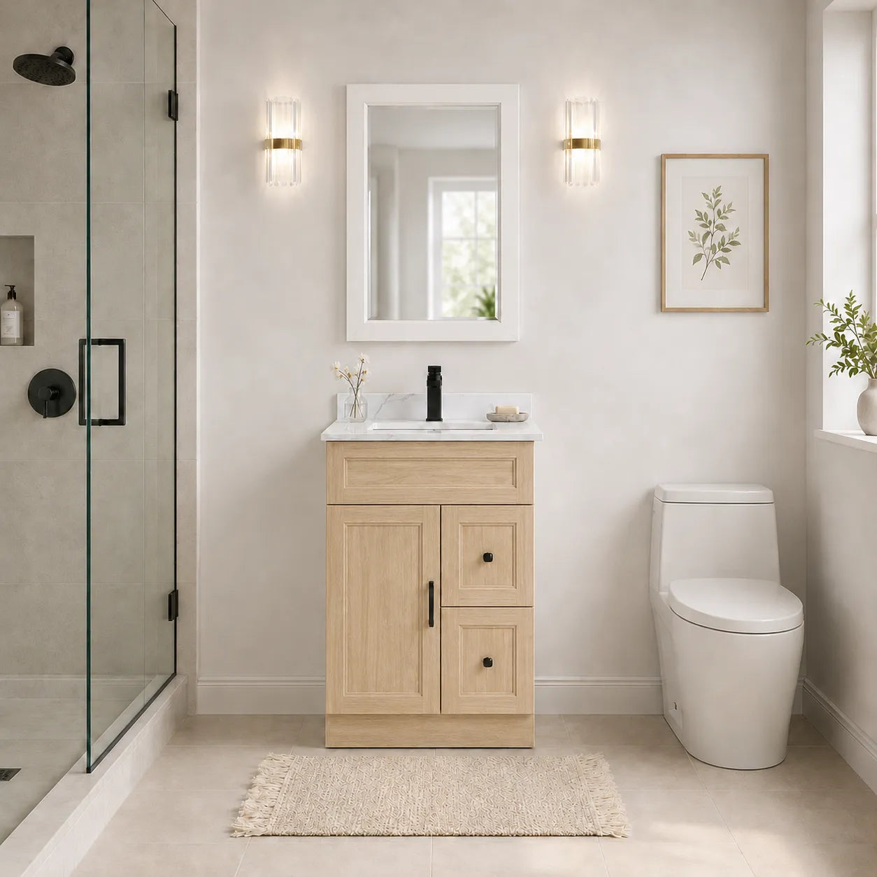 24" Solid Wood Vanity - 2 Doors