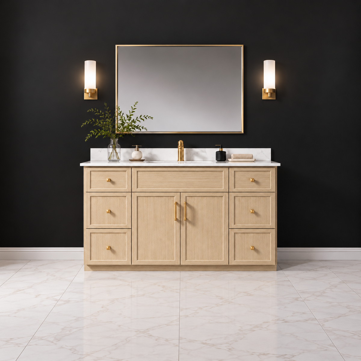 48" Solid Wood Vanity - 6 Drawers
