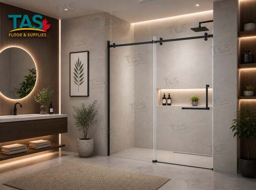 Frameless Shower Glass Door – Matte Black (60" x 72")