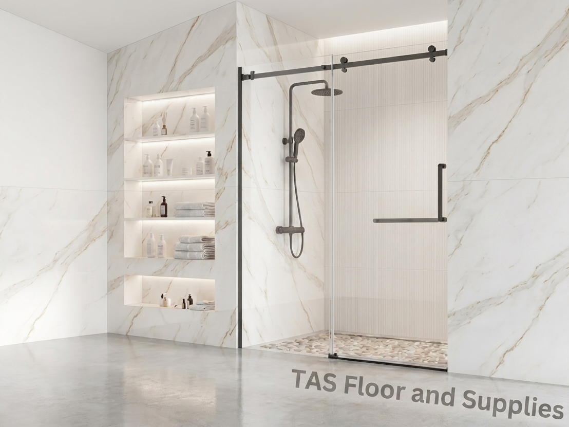 AZURE Frameless Shower Glass Door – Chrome (60x78)
