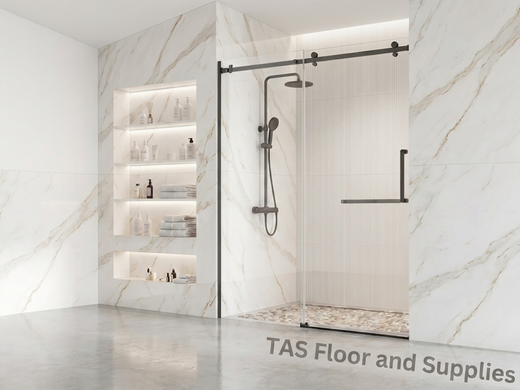 AZURE Frameless Shower Glass Door – Matte Black (60x 78)