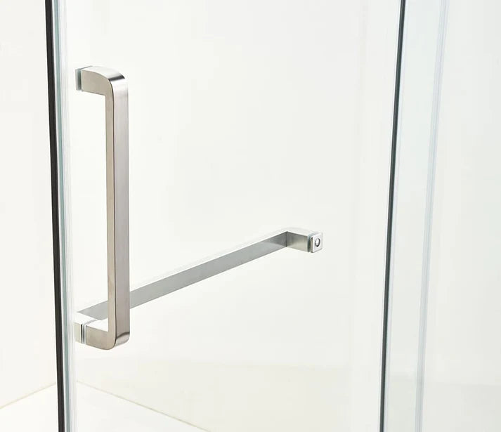 AZURE Frameless Shower Glass Door – Brushed Nickel (60x78)