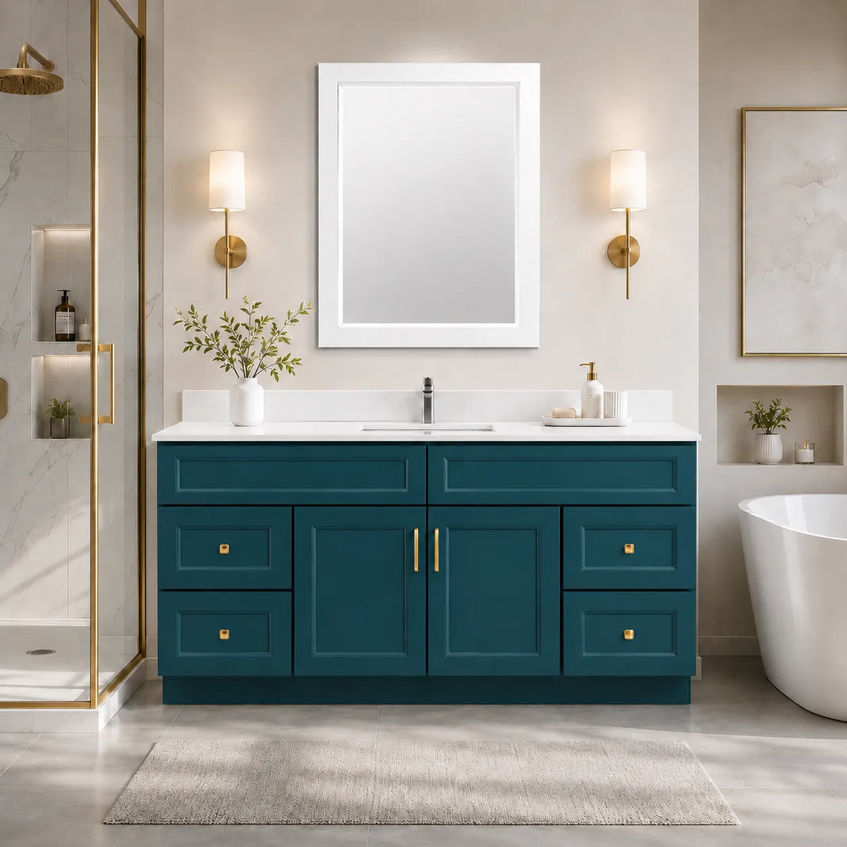 72" Solid Wood Vanity - Single Sink- 4 Drawers