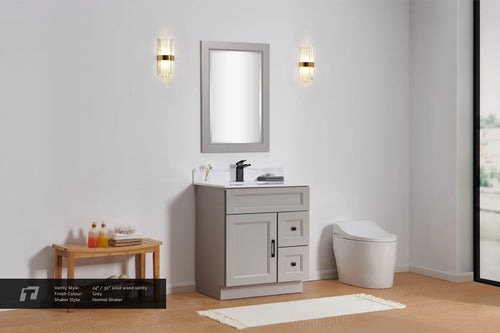 24"  Solid Wood Vanity - 2 Drawers Left