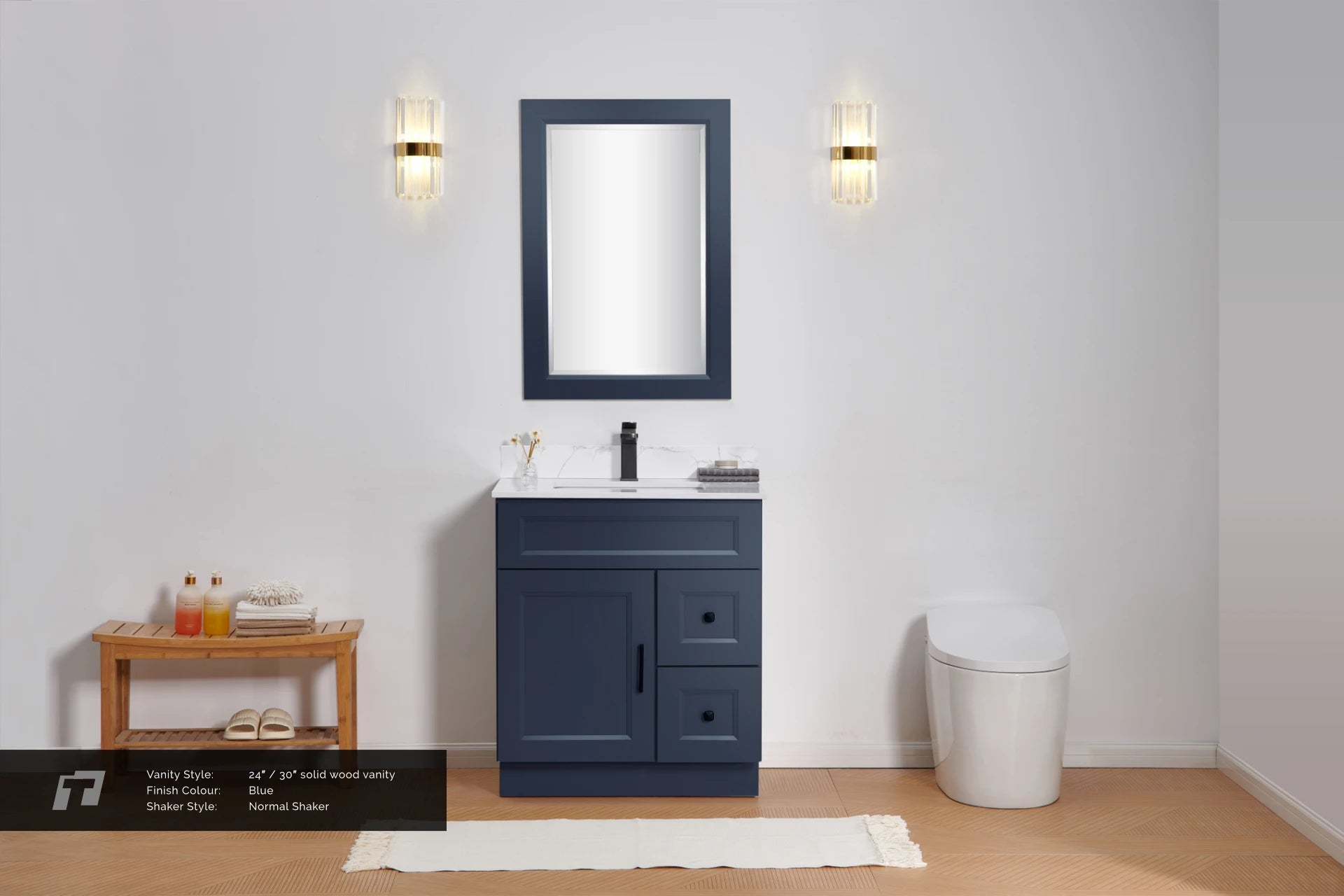 24"  Solid Wood Vanity - 2 Drawers Left