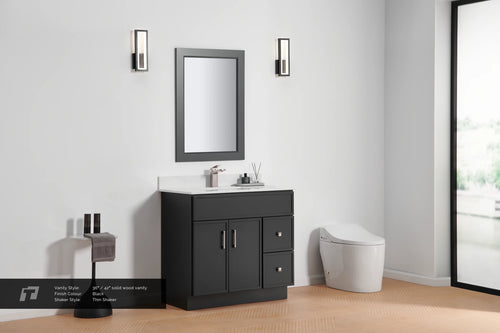36"  Solid Wood Vanity - 2 Drawers Left