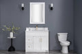 42" HDF Vanity with Quartz Top - 2 Drawers, 2 Doors