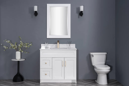 42" HDF Vanity with Quartz Top - 2 Drawers, 2 Doors
