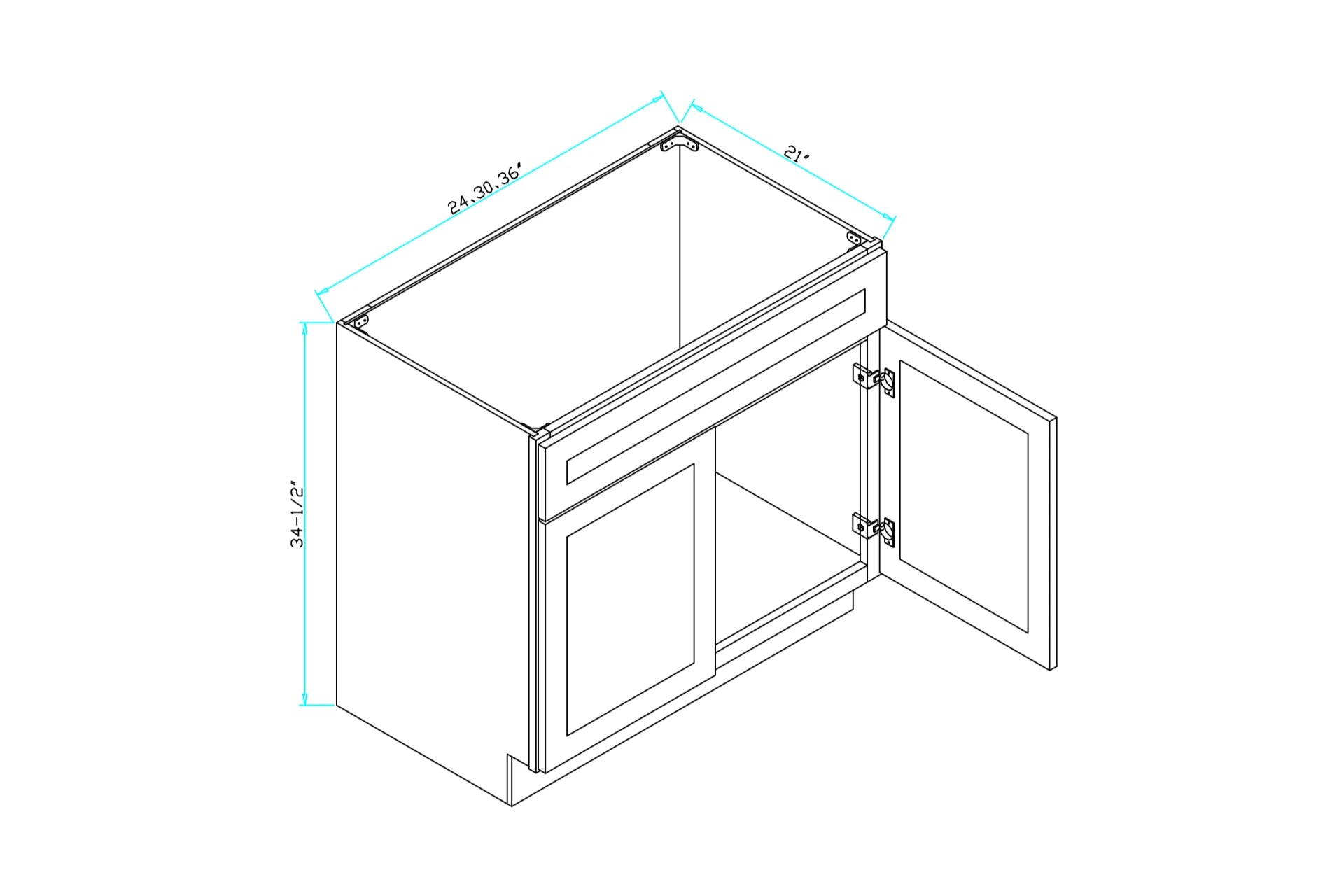 24" Solid Wood Vanity - 2 Doors