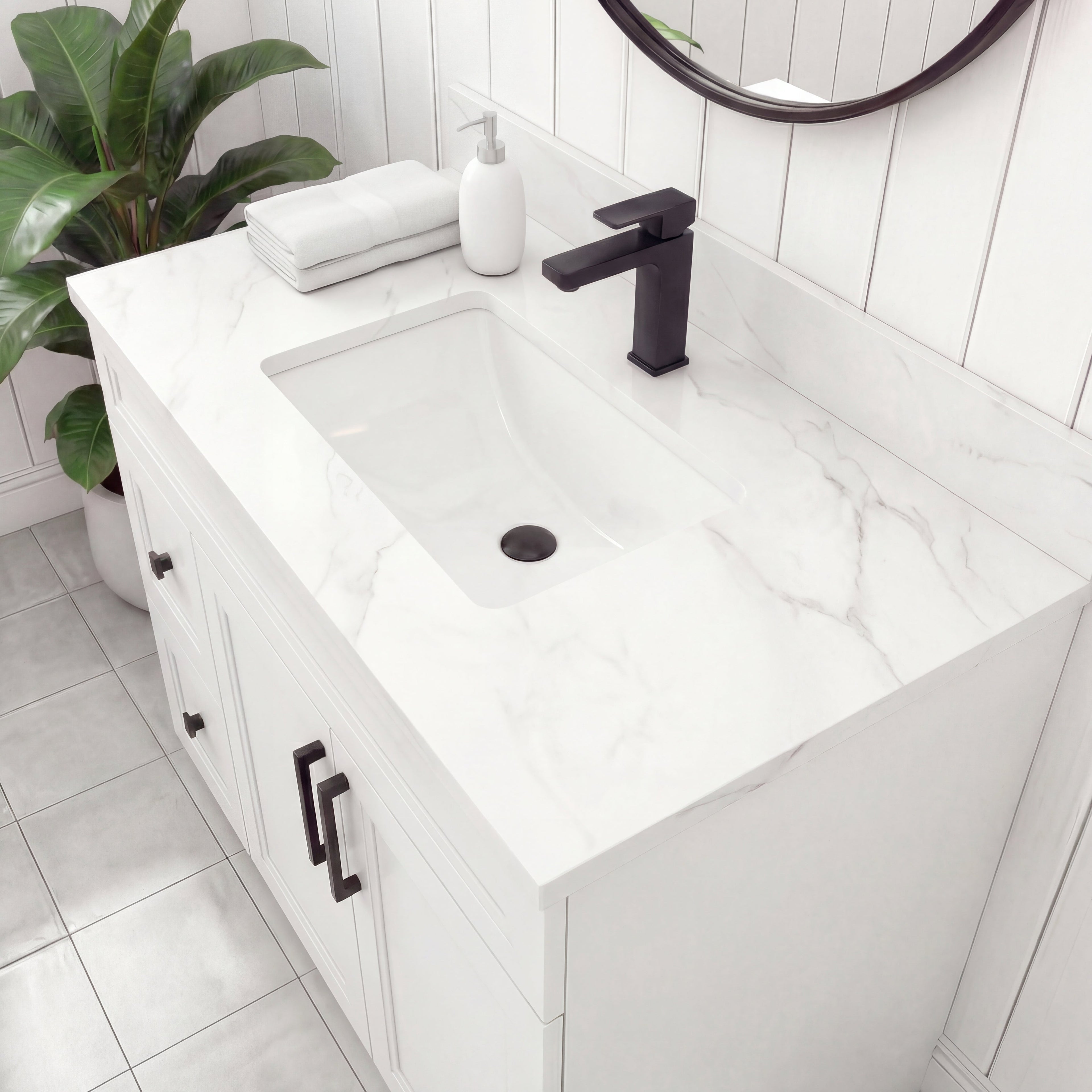 Tesoro 42" Shaker Bathroom Vanity With Quartz Countertop (Solid Wood)
