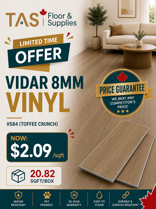 Vidar 8mm Luxury Vinyl - VS84 (TOFFEE CRUNCH) @ $2.09/sqft - 20.82 sqft/box