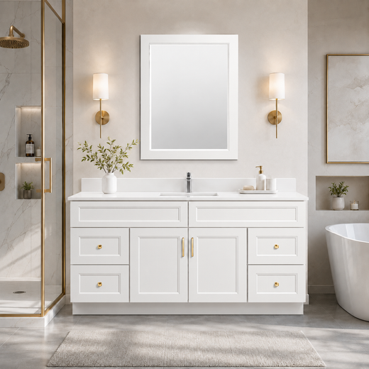 72" Solid Wood Vanity - Single Sink- 4 Drawers