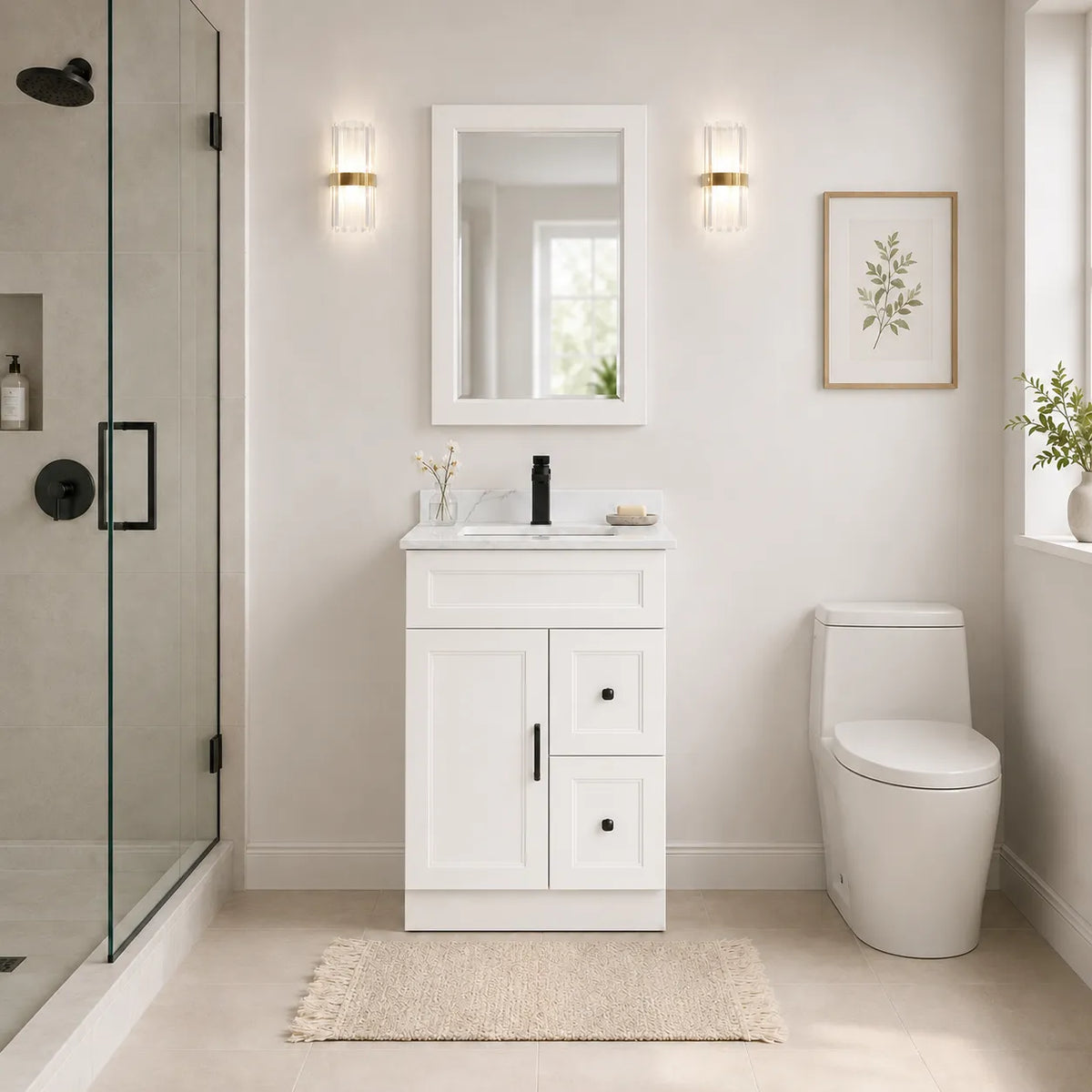 24" Solid Wood Vanity - 2 Doors