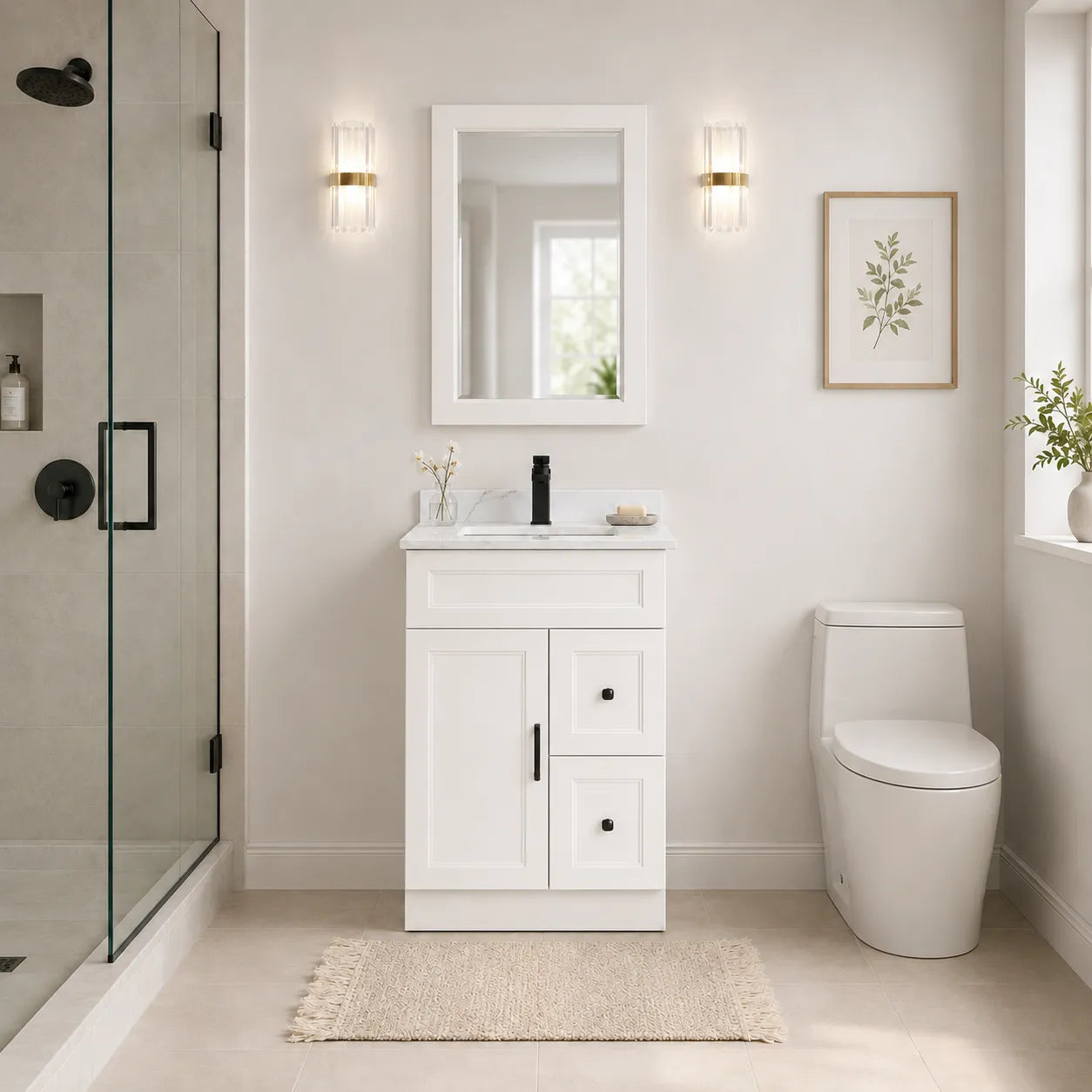 24" Solid Wood Vanity - 2 Doors