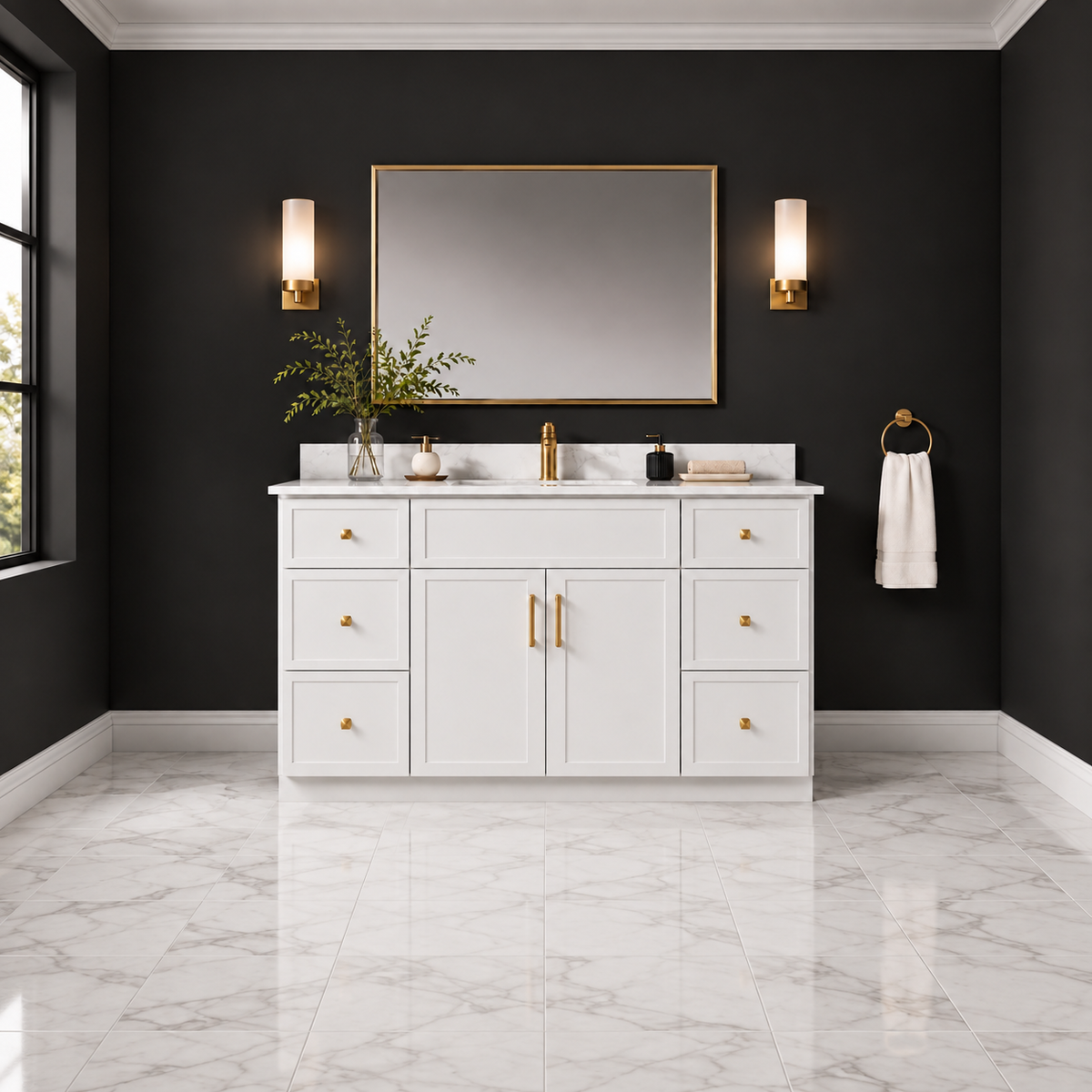 48" Solid Wood Vanity - 6 Drawers