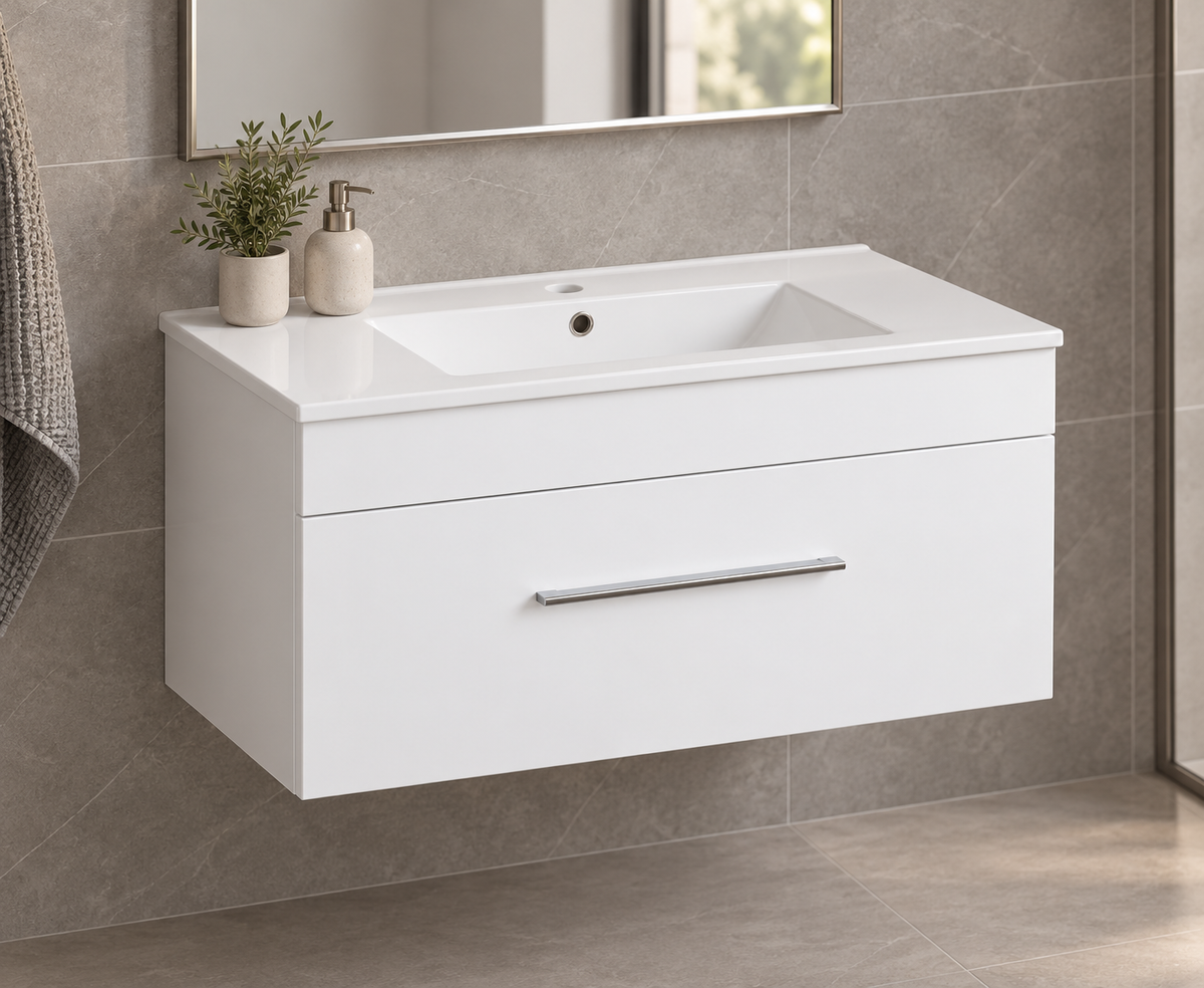 TC-WMW/WMG -24 Floating Vanity - White/Grey [24"W,17"H18"D]
