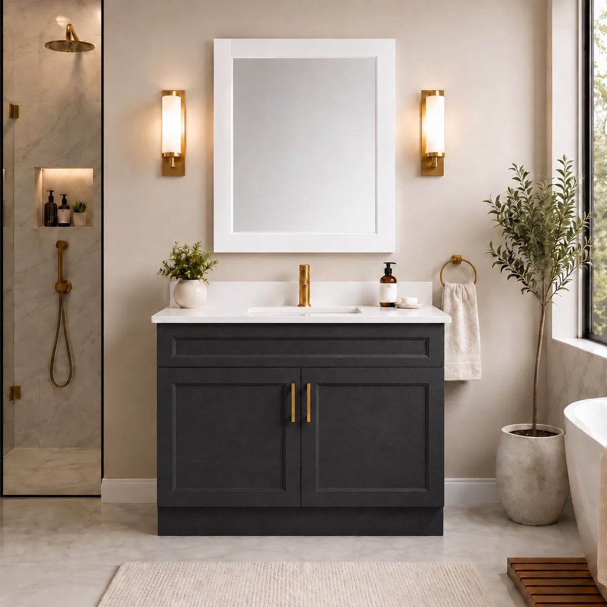 36" Solid Wood Vanity - 2 Doors