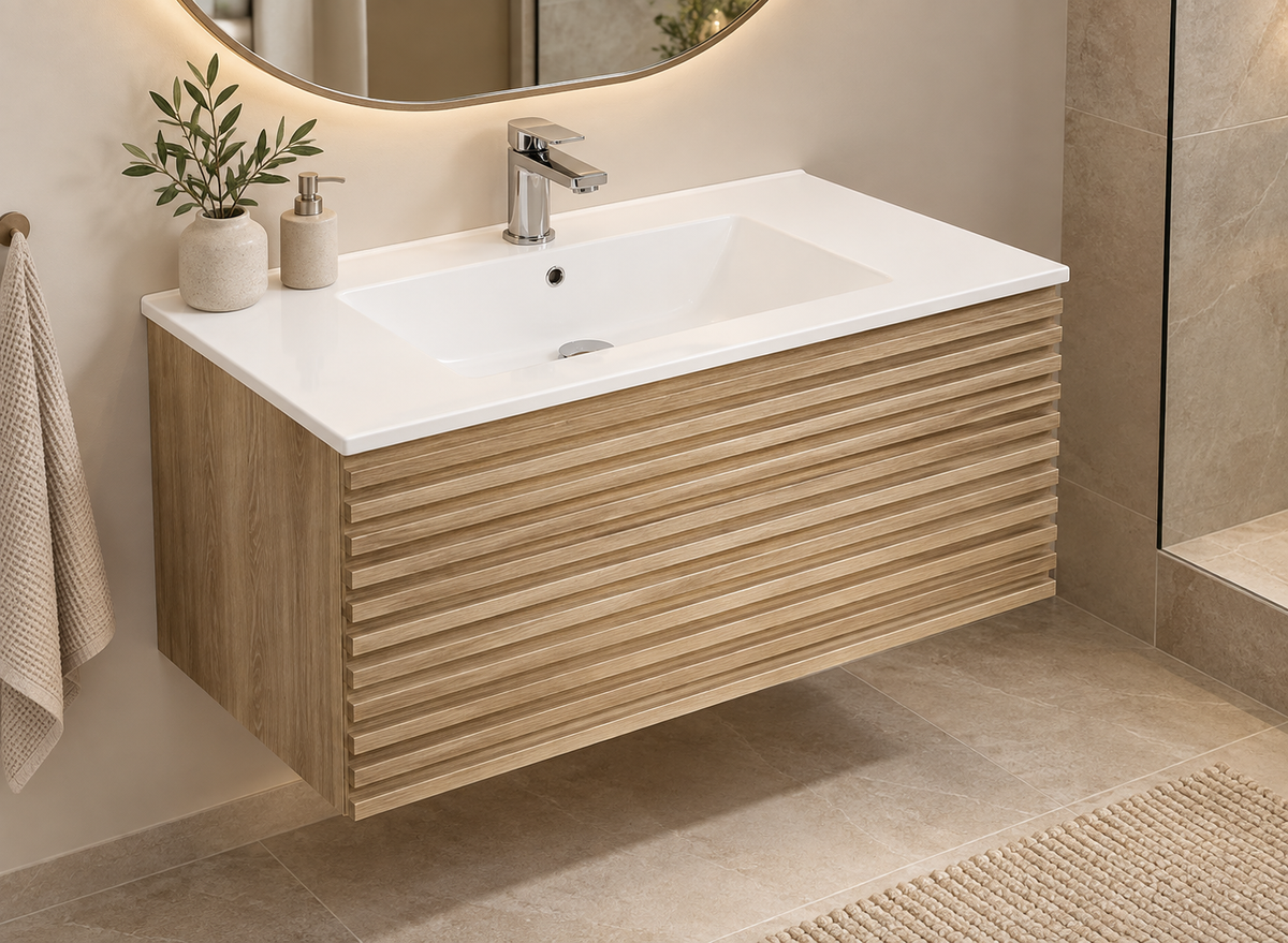 TC-WMN-30 Floating Vanity - Natural wood [30"W,17"H18"D]