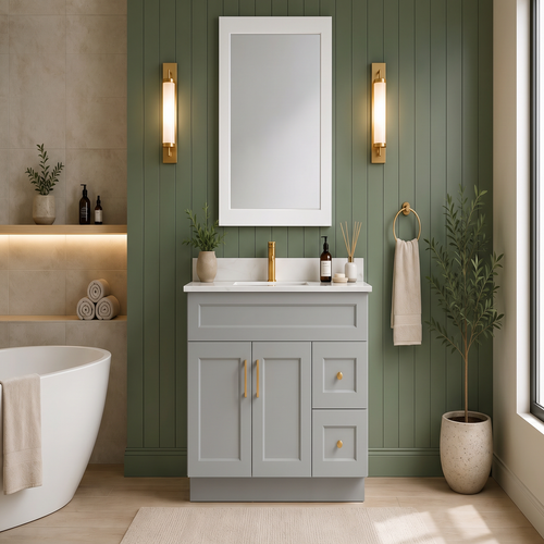 36"  Solid Wood Vanity - 2 Drawers Right
