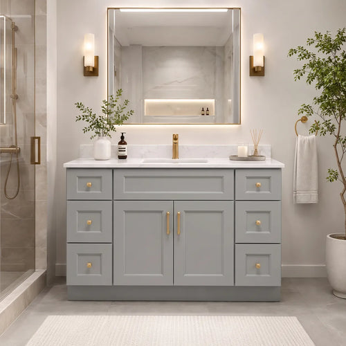 54" Solid Wood Vanity - 6 Drawers