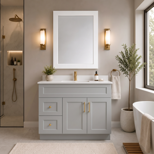 36"  Solid Wood Vanity - 2 Drawers Left