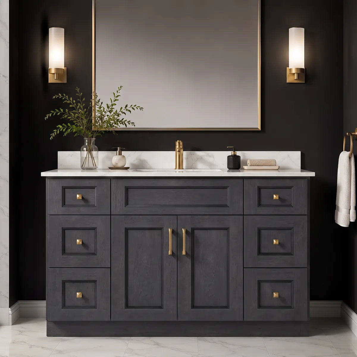48" Solid Wood Vanity - 6 Drawers