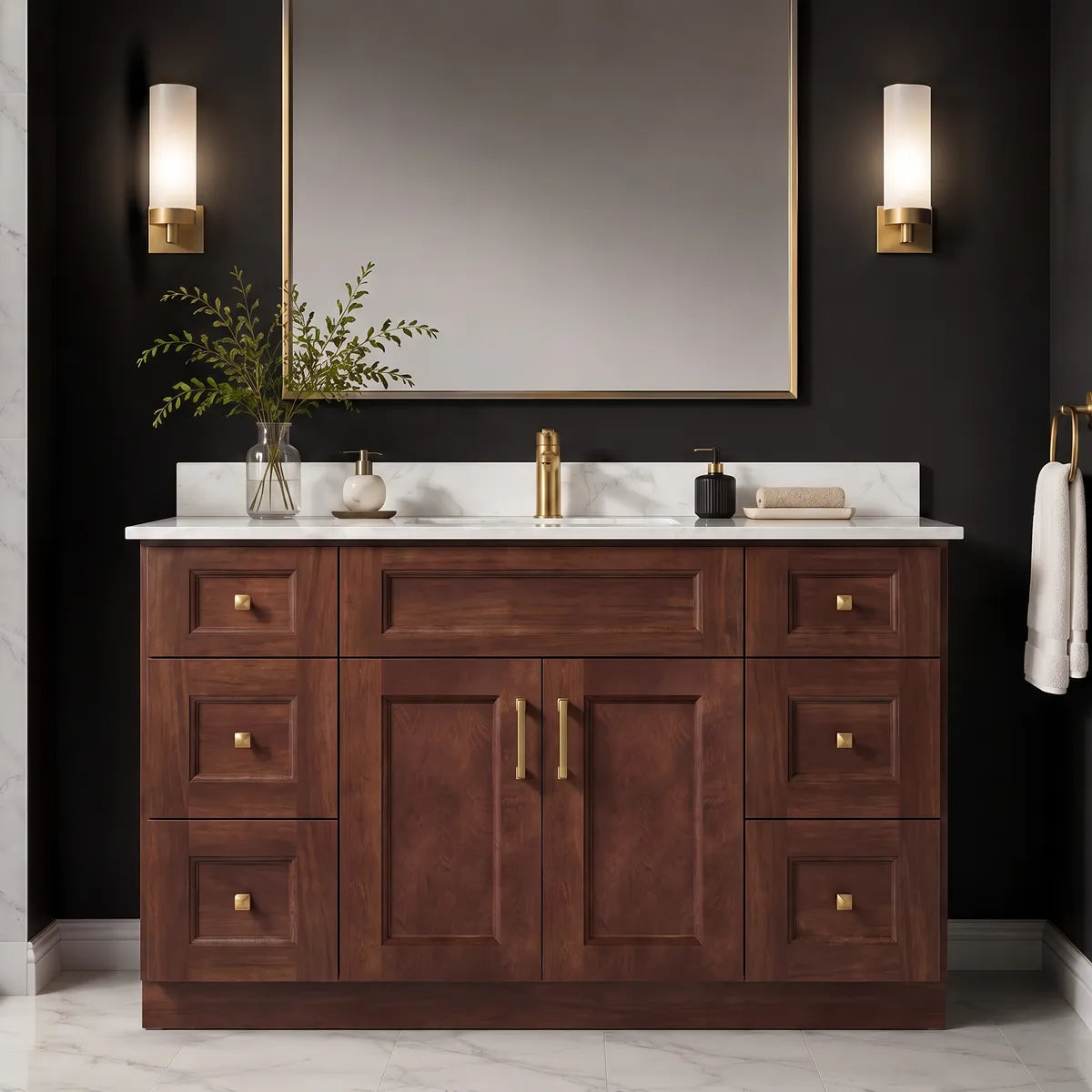 48" Solid Wood Vanity - 6 Drawers