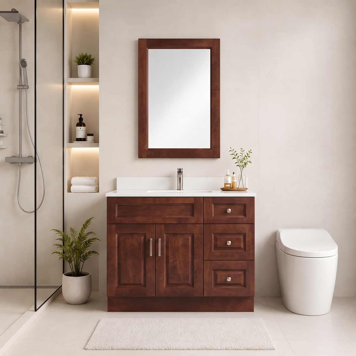 42"  Solid Wood Vanity - 2 Drawers Right