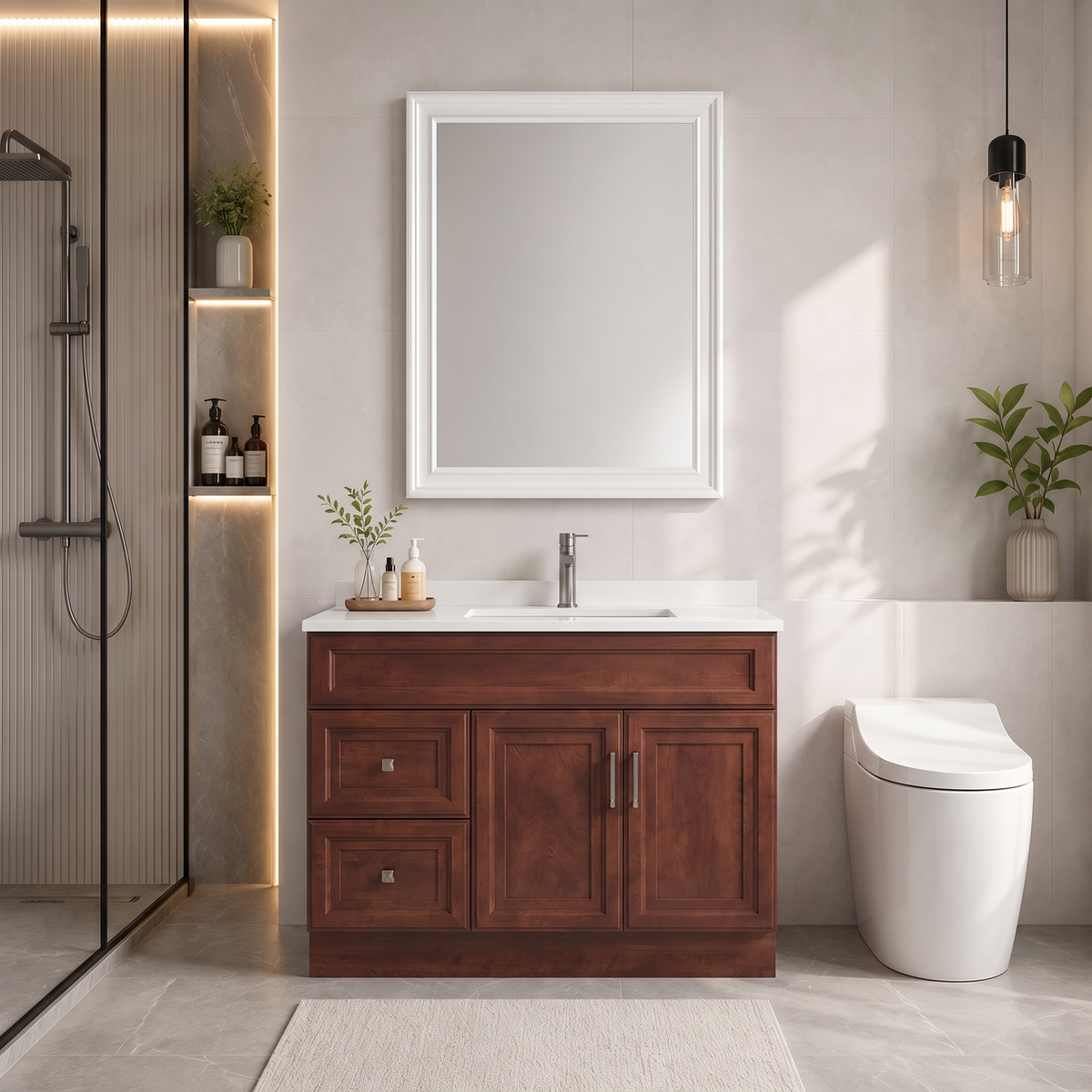 42"  Solid Wood Vanity - 2 Drawers Left