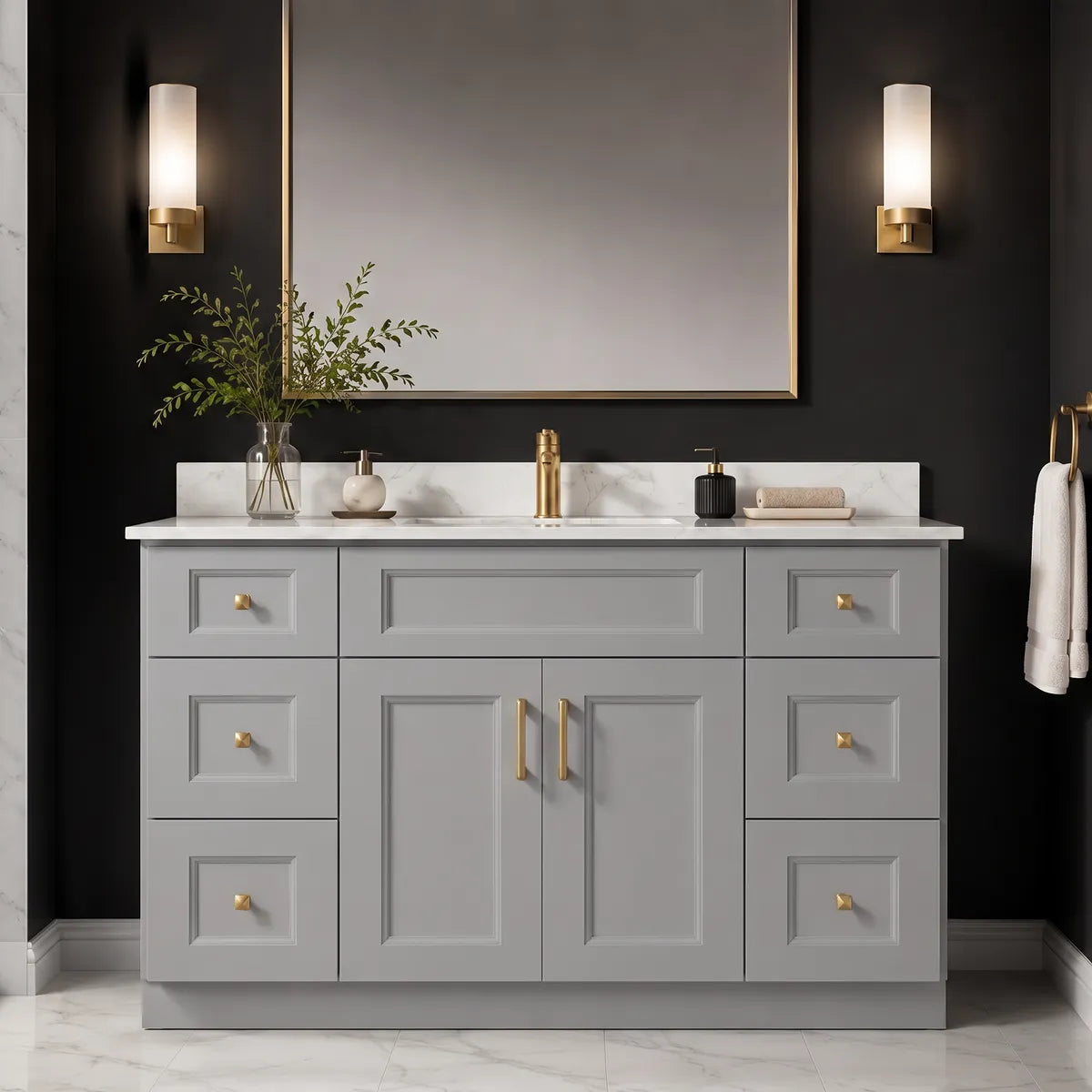 48" Solid Wood Vanity - 6 Drawers