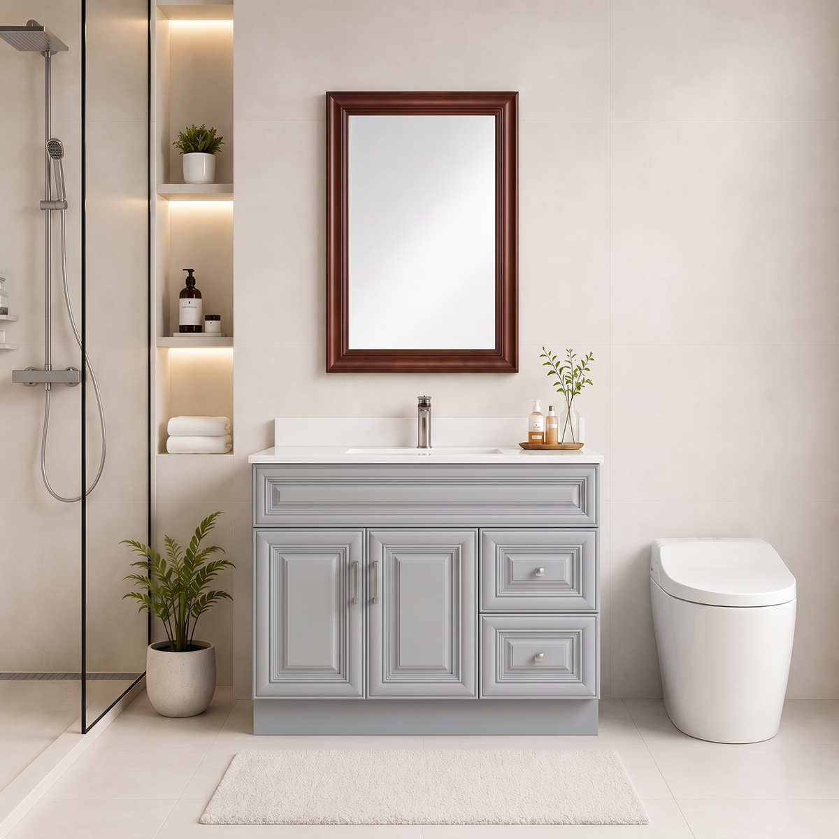 42"  Solid Wood Vanity - 2 Drawers Right