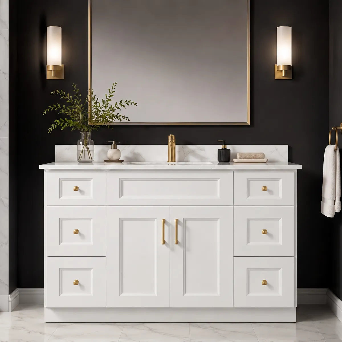 48" Solid Wood Vanity - 6 Drawers