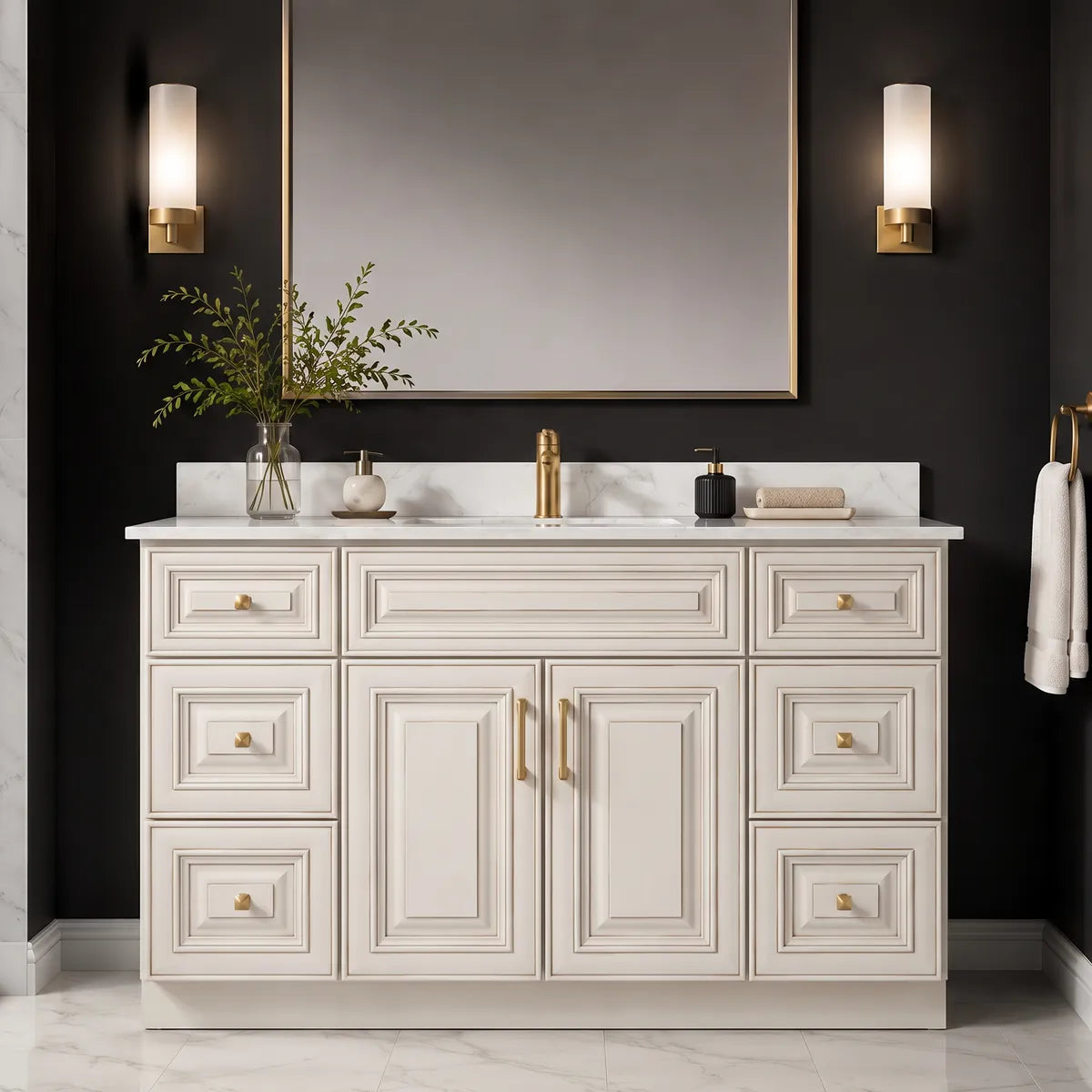 48" Solid Wood Vanity - 6 Drawers