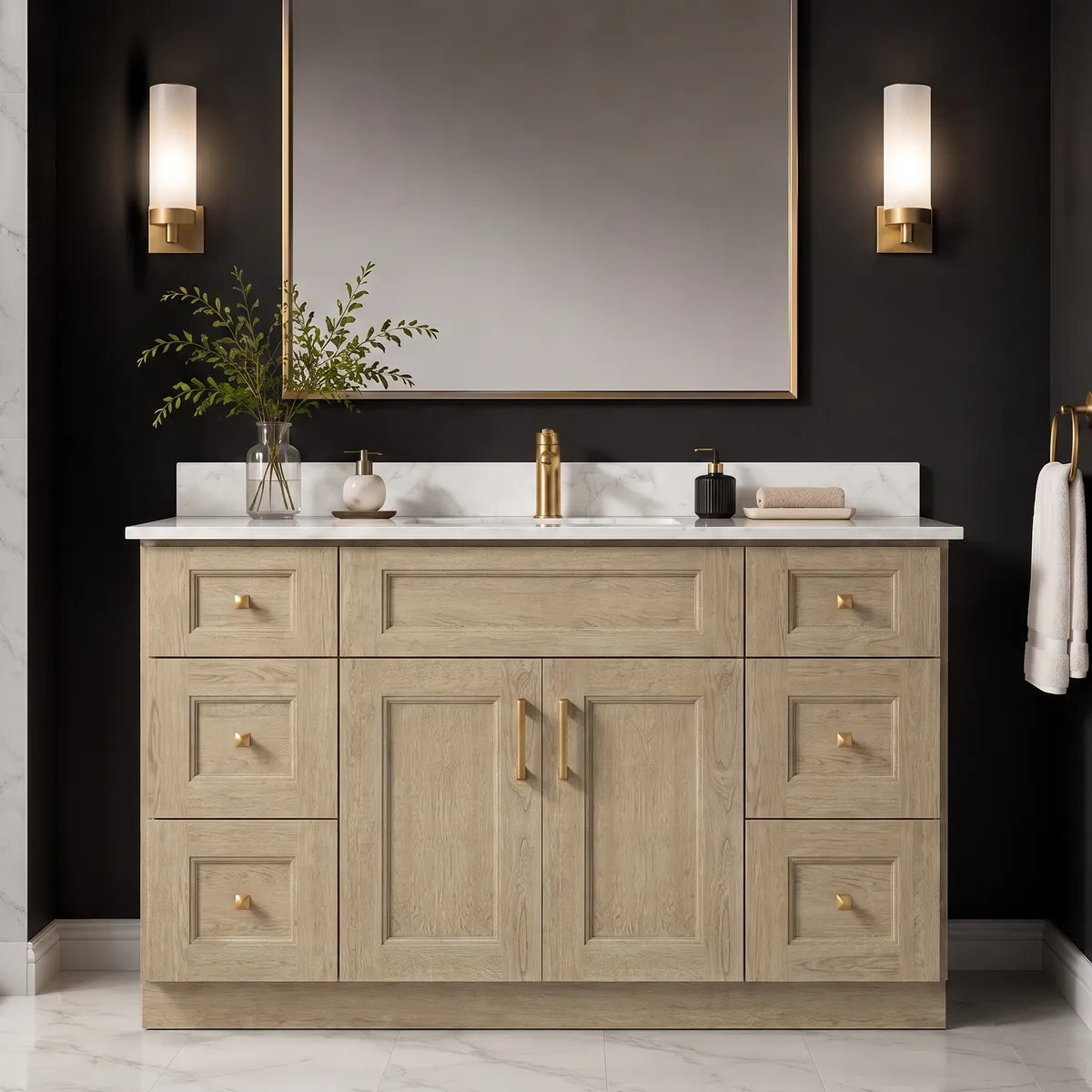 48" Solid Wood Vanity - 6 Drawers
