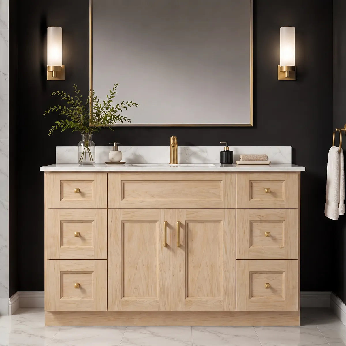48" Solid Wood Vanity - 6 Drawers