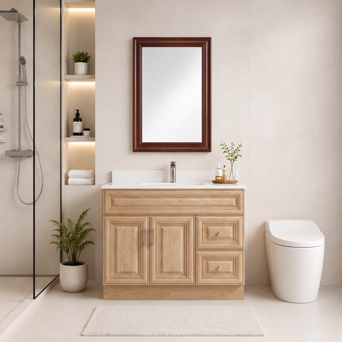 42"  Solid Wood Vanity - 2 Drawers Left