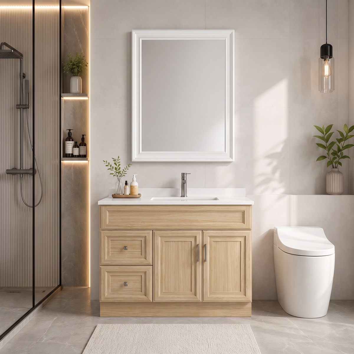 42"  Solid Wood Vanity - 2 Drawers Left