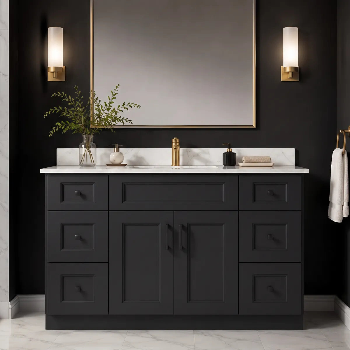 48" Solid Wood Vanity - 6 Drawers